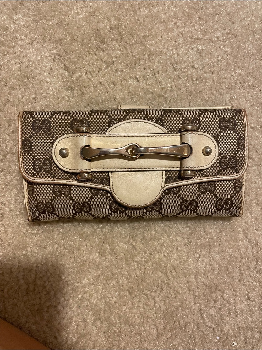 Gucci GG Canvas Horsebit Long Wallet Cream Brown Flap Wallet - Picture 8 of 11